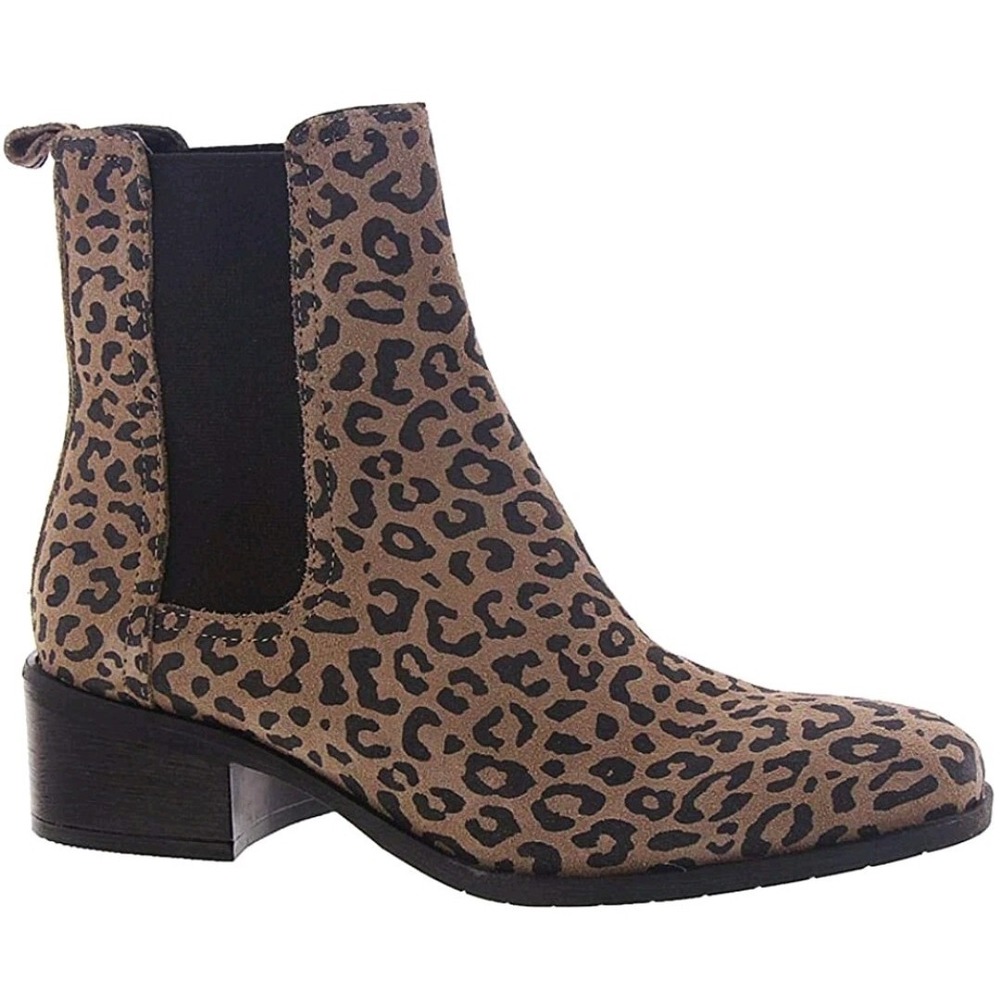 Kenneth Cole Reaction boots womens 6.5 M salt chelsea leather leopard brown